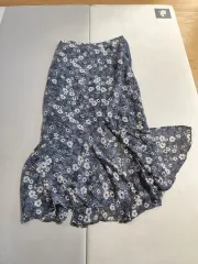 ダークグレイ花柄シフォンスカート ロングスリットスカート 新品のサムネイル