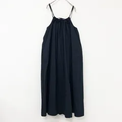 yori ヨリ ワンピース キャミ ノースリーブ リボン ギャザー コットン ブラック 日本製 レディース F a01240のサムネイル