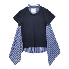 Sacai 20-04889 ドッキングフレアシャツ 半袖Ｔシャツ カットソー ネイビー ブルー レディース サカイ【中古】6-0517M∞のサムネイル