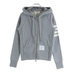 THOM BROWNE (トムブラウン) 4Bar Tricolor Zip Parka 4バー トリコロール スウェット ジップパーカー レディース グレー FJT001A-00535055のサムネイル
