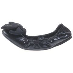 PRADA SPORT (Prada Sport) Ribbon-detailed patent leather flat shoes, black, women's, 3F5083