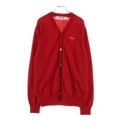 PLAY COMME des GARCONS (プレイコムデギャルソン) V-Neck Cardigan With Red Emblem ブイネック カーディガン ウィズ レッドエンブレム ロゴ刺繍 ニット カーディガン レッド AX-N008のサムネイル