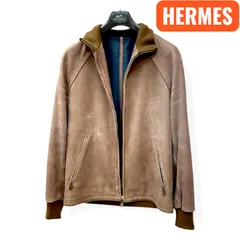 HERMES エルメス ジップアップ レーヨン ゴートレザー ジャケット ブルゾン エルメス 50サイズ ヴィンテージのサムネイル
