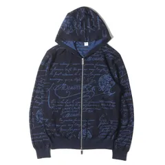 【美品】Berluti ベルルッティ パーカー ネイビー 紺 サイズ:M | 23AW カリグラフィ ジャガード ハイゲージ ウール ニット ダブルジップ パーカー (R23KZL01YWBG) | トップス フーディー | イタリア製【メンズ】【中古】のサムネイル