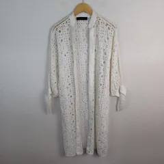 ZARA WOMAN ザラウーマン ガウンワンピース ロングカーディガン 総レース ホワイト XS-S レディース 古着 モード ギャルのサムネイル