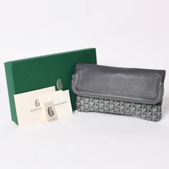 新品同様 GOYARD ゴヤール 折りたたみクラッチバッグ サンマリー MM ヘリンボーン柄 グレー 中古 4a003226