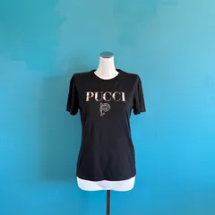 1281 EMILIO PUCCI エミリオプッチ ロゴ Tシャツ 半袖 ブラック XS　デカロゴ　黒のサムネイル
