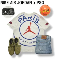 ナイキ エア ジョーダン x パリサンジェルマン NIKE AIR JORDAN x PSG ダブルネーム ロゴ プリント Tシャツ カットソー XL ホワイト ストリート スポーツ メンズ