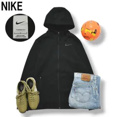 【美品】 ナイキ NIKE ジップ パーカー フーディー ジャージ トレーナー スウッシュ ロゴ 裏起毛 L ブラック スポーツ ストリート カジュアル タウンユース レジャー メンズ
