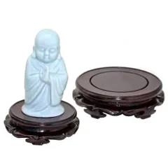 盆栽的基座 収集品ディスプレイ古底座 黒カタロパ天然 飾り棚飾り台 仏像台座 黒檀調 蓮の台座 木製の台座 (サイズ88.5*3.5cm) 木製花台丸型