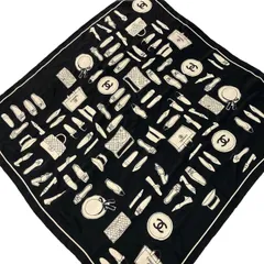 CHANEL(シャネル) スカーフ美品  - 黒×ベージュ ココマークのサムネイル