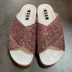 MSGM ピンクグリッタースリッパサンダル 38のサムネイル