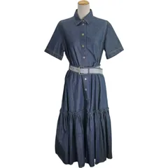 クリスチャン・ディオール Christian Dior BEE刺繍半袖ワンピース 312R17A3517 インディゴ コットン レディース ワンピースのサムネイル