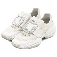 【SALE】Roger Vivier ロジェヴィヴィエ ローカットスニーカー サイズ 36.5 レディース Viv' Run ヴィヴラン クリスタルバックル 厚底 シューズ 靴 オフホワイト 白 イタリア製