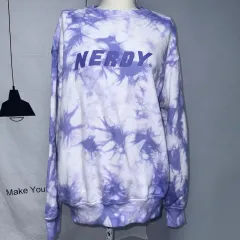 メンズXSサイズ NERDY 紫 タイダイ 長袖Tシャツ レディース PURPLE タイダイ染め スウェット オーバーサイズ カットソーのサムネイル