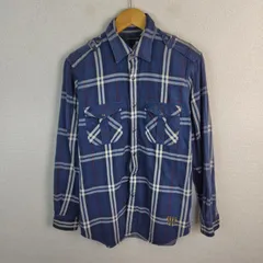 TOMMY HILFIGER トミーヒルフィガー 長袖シャツ ワークシャツ フラップポケット エポレット タータンチェック ブルー S メンズ 古着 アメカジ ワーク系