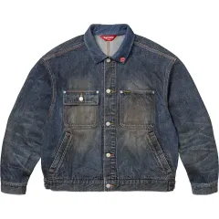 S M L XL シュプリーム ディストレスト セルビッジ トラッカー ジャケット ウォッシュド Indigoのサムネイル