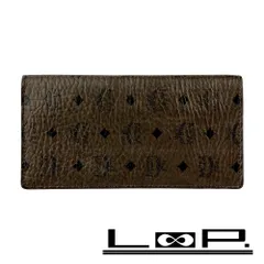 MCM ■美品■ 長財布 札入れ カード ケース レザー ブラウン ネイビー 【535796】1のサムネイル