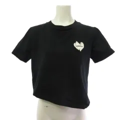 ダブルスタンダードクロージング ダブスタ DOUBLE STANDARD CLOTHING ESSENTIAL Tシャツ カットソー クロップド ハート ロゴ 刺繍 黒 ブラック F のサムネイル