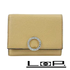 ブルガリ ■中古■ 三つ折り 財布 コンパクト ウォレット ロゴクリップ レザー ベージュ 【591662】11