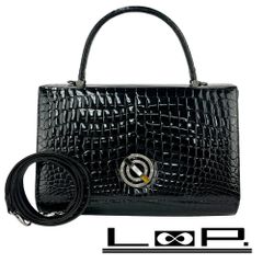 未使用級】COMTESSE BLACK クロコダイル 黒 トップハンドルバッグ