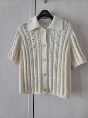 美品 DAISY LIN パイナップルパフ 半袖 ニット ポロシャツ ベージュM