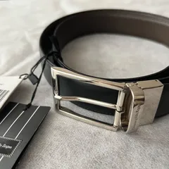 Ermenegildo Zegna(エルメネジルドゼニア) 未使用 タグ付き 黒 ブラック 茶 ダークブラウン リバーシブル レザー 本革のサムネイル