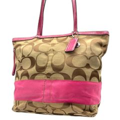 COACH/コーチ シグネチャー キャンバス レザー トートバッグ A4収納