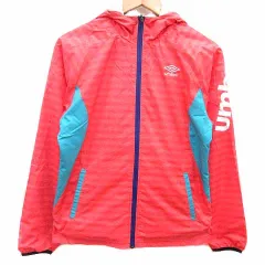 アンブロ UMBRO ジャケット ブルゾン パーカー ジップアップ ボーダー 長袖 L 赤 レッド /YKのサムネイル