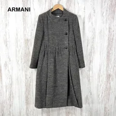 美品 ARMANI COLLEZIONI アルマーニコレツォーニ ウール アルパカ ウエストギャザー Aラインロングコート グレーのサムネイル