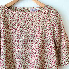 NINA RICCI 五分袖 ブラウス 花柄 赤 9号 - メルカリ