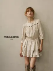 ZADIG&VOLTAIRE ザディグ・エ・ヴォルテール 正規品 アイボリー ティアード レイヤード 7分袖 シルク ミニ ONE PIECEのサムネイル