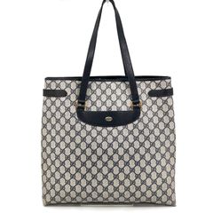 希少】GUCCI オールド トートバッグ gg柄 ゴールド金具 A4 ネイビー