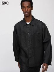 UNIQLO C プレミアムリネンシャツジャケット L ブラック - メルカリ