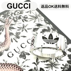 Gucci×adidasコラボシルバーリング 約19号ロゴ入り ポーチ付き