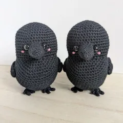 あみぐるみ　とり　カラス　大　リクエスト品　置物　ハンドメイド