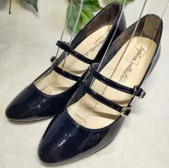 【良品】Sophia Collection/ソフィアコレクション/ダブルストラップ/チャンキーヒール/ブラック/黒/（エナメル）23.5cmのサムネイル