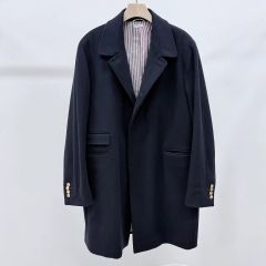 ロエベ LOEWE ステンカラー ウール カシミヤ メルトン コート 比翼 