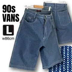 90s VANS★ヒッコリーデニム★スケーターハーフ★オールドスケート・ストリートカルチャー★バギーショーツ★メンズL/w86cm    #2605M112のサムネイル