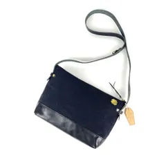 THE　SUPERIOR　LABOR　ザシュペリオールレイバー　LEATHER　BOTTOM　SHOULDER　BAG　レザーボトムショルダーバッグ　キャンバス×レザー　ブラックのサムネイル