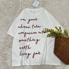 新品 ロゴ刺繍Tシャツ メッセージTシャツ オフホワイト freeのサムネイル