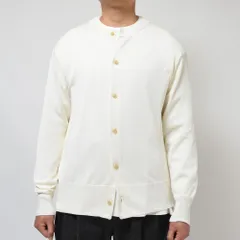 【40%OFF】Mサイズ RENCONTRANT（レンコントラント） ハイゲージシルククルーネックカーディガン 10071 16031401172 ホワイト 新品のサムネイル