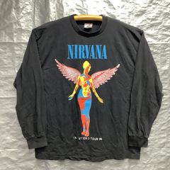 3758 Nirvana ニルヴァーナ　インユーテロ　ビッグプリント　ロンT 黒 3758 Nirvana ニルヴァーナ インユーテロ ビッグプリント ロンT 黒