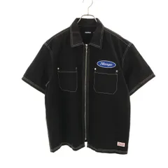美品 XLARGE エクストララージ 半袖 ジップアップ ワークシャツ M ブラック メンズ 古着のサムネイル