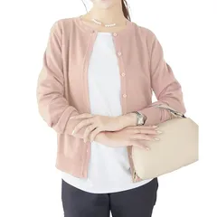 【新品】 [神戸レタス] カーディガン ニットカーデ 羽織り オフィス 通勤 冷房対策 レディース セーター 仕事 秋服 [C6886] XL Uネック パウダーピンク 0