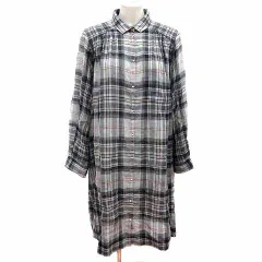 アバハウス ドゥヴィネット リュクス abahouse devinette Luxe シャツワンピース ひざ丈 グレンチェック 長袖 ウール グレー /YKのサムネイル