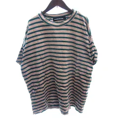 メルシーボークー mercibeaucoup カットソー Tシャツ ラウンドネック オーバーサイズ ボーダー 半袖 F ベージュ /AUのサムネイル