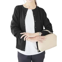 【新品】 [神戸レタス] カーディガン ニットカーデ 羽織り オフィス 通勤 冷房対策 レディース セーター 仕事 秋服 ベーシック ハイゲージ 長袖 春服 春 [C6886] L Uネック ブラック 0