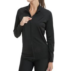 [Brand New] [Sillictor] Women's Rash Guard Swimsuit, Zip-up, No Hood, Long-Sleeved Rash Guard Hoodie, Overwear, UV Protection, Swimwear for Pool, Beach, Swimming, Sun Protection, Summer Clothing, Amphibious [UV Protection, Cooling & Quick-Drying] yc1161blk-1