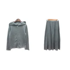 エディーバウアー EDDIE BAUER セットアップ 上下 ニット パーカー ジップアップ リブ フレアスカート ミモレ ロング XS グレー /MNのサムネイル